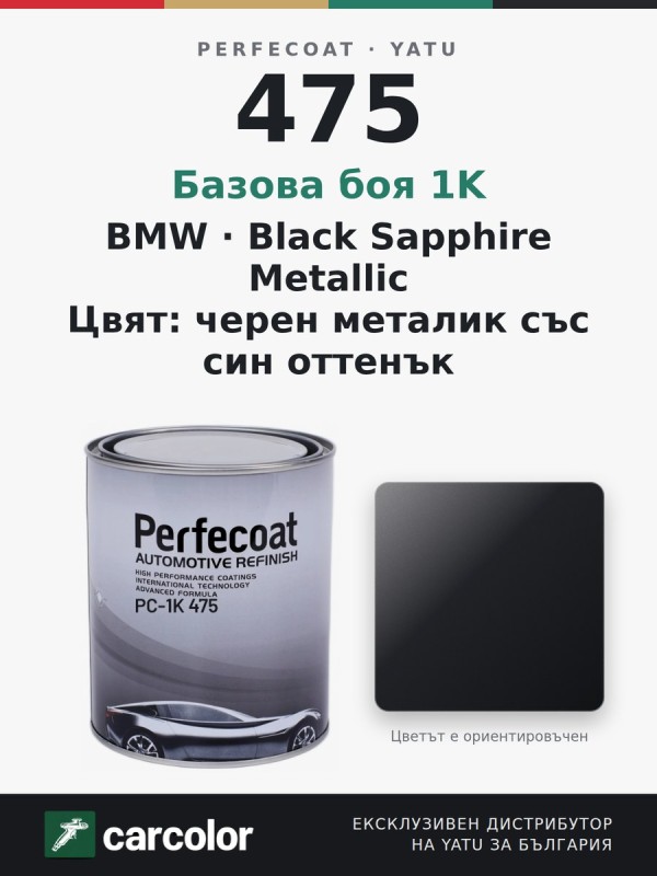 Perfecoat PC-1K BMW 475 Black Sapphire Metallic, черен металик със син оттенък, 1 л