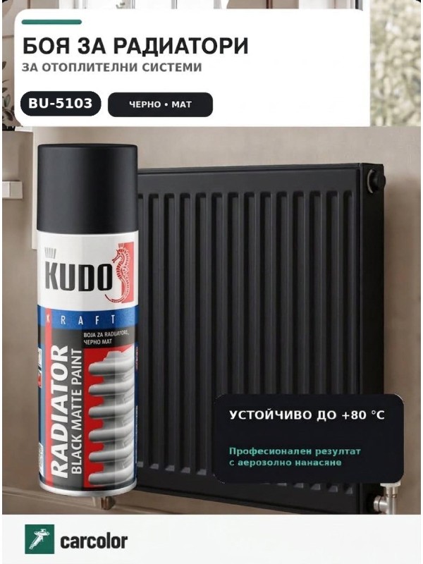 KUDO BU-5103 Боя за радиатори, черно мат, 400 мл