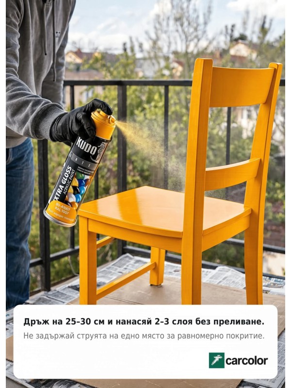 KUDO BU-A1007 Гланцова акрилна боя, ral1007 нарцисово жълто, 400 ml