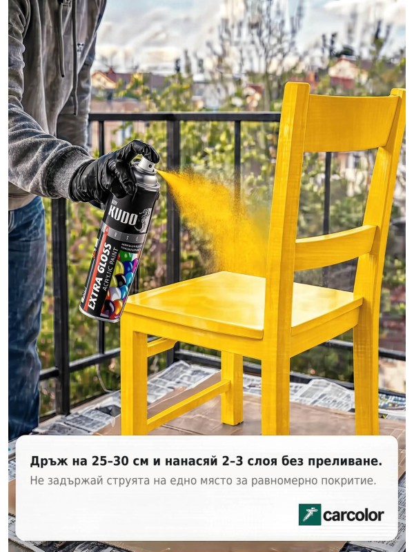 KUDO BU-A1021 Гланцова акрилна боя, ral1021 рапично жълто, 400 ml